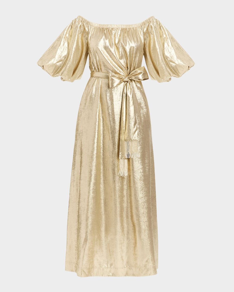 Rafaella Off-Shoulder Metallic Gown